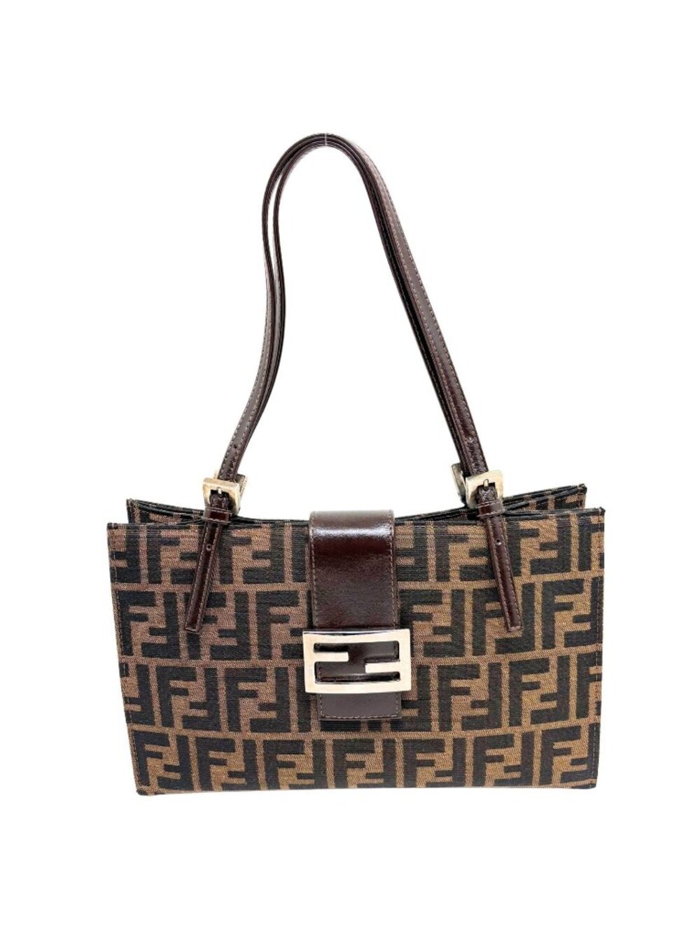 Fendi Zucca Handbag Brown Canvas Leather